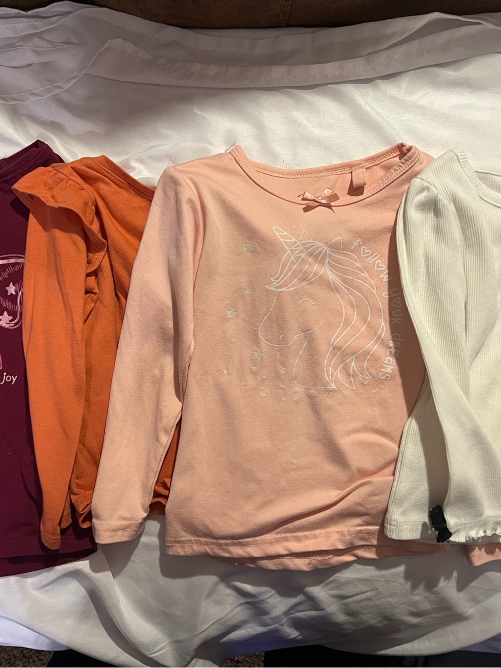 Jessica Simpson Peach Unicorn Long Sleeve Tee